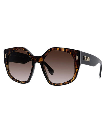 Fendi FE40017I Shiny FF Havana/ Gradient Brown Smoke 55 F