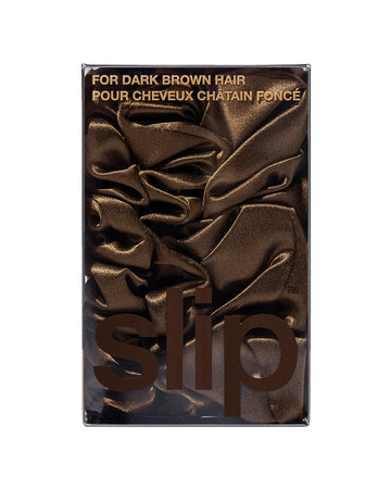 slip pure silk back to basics assorted scrunchies - dark brown