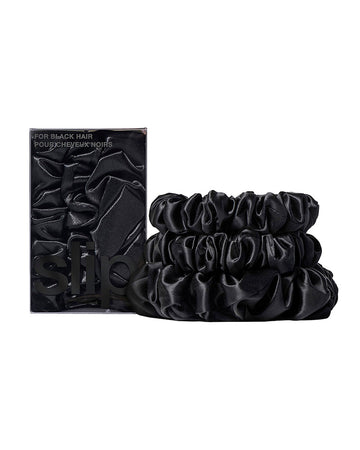 slip pure silk back to basics assorted scrunchies - black
