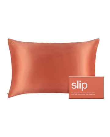 slip pure silk queen pillowcase - coral sunset
