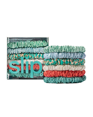 slip pure silk skinny scrunchies - seabreeze