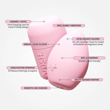 Plump - Compact + Rechargable Pink Squishy Palm Vibrator With Travel Case